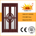Portes en MDF à deux battants en verre PVC MDF pour balcon (SC-P079)